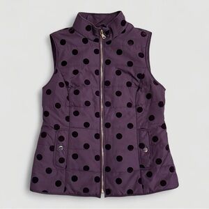 Women’s Petite Plum Purple Polka Dot Puffer Vest | Size Petite Medium